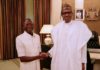 President Buhari Felicitates with APC National Chairman, Adams Oshiomhole at 68