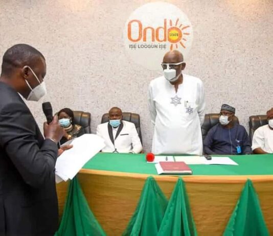 Gov Akeredolu swears-in new Attorney-General