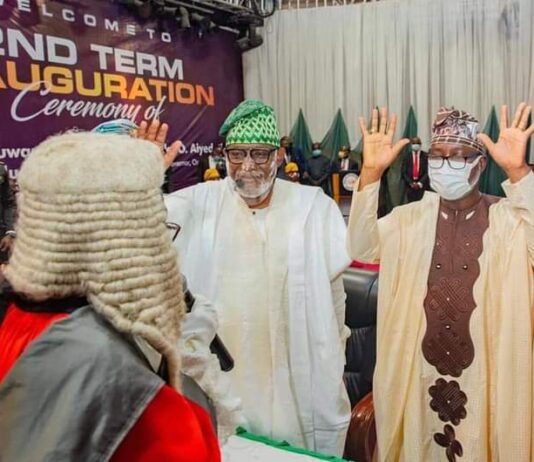 Ondo agog as Gov. Akeredolu, Deputy take oath of office