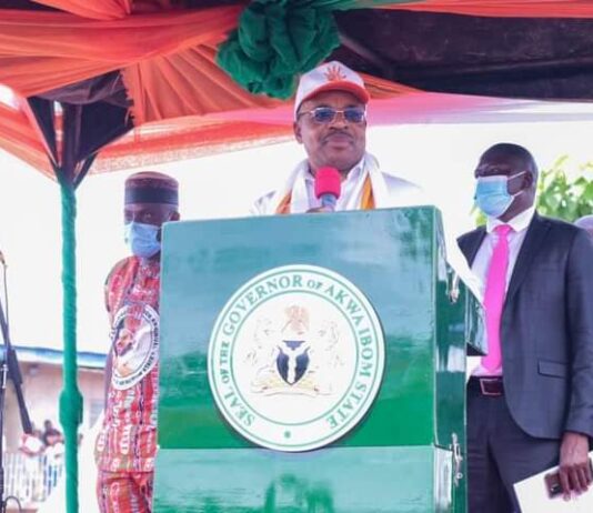 Gov. Udom dismisses defection rumors, commissions four more roads in Oron