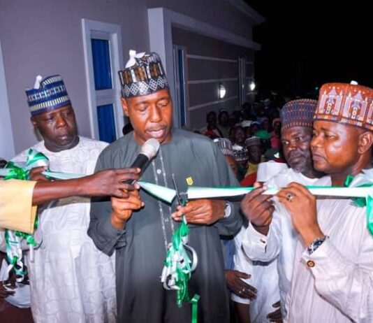Zulum Opens Health Centre, Technical College in Chibok, Inspects 500 Houses in Damboa