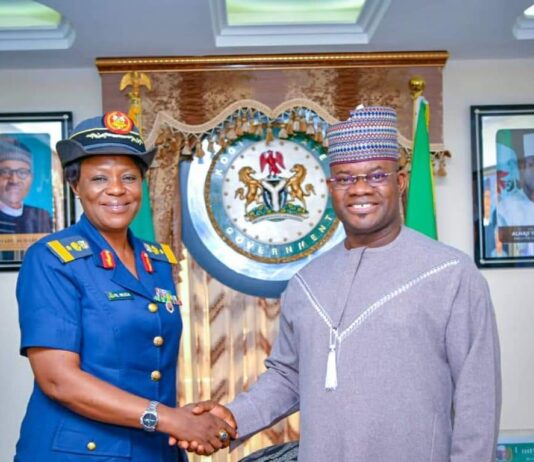 Gov. Bello receives Halima Musa, first female Air Commodore from Kogi