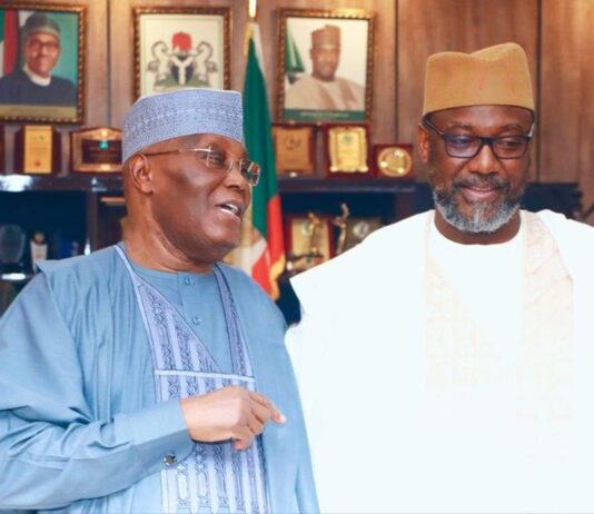 Governor Sani Bello receives former Vice President Atiku Abubakar on courtesy visit