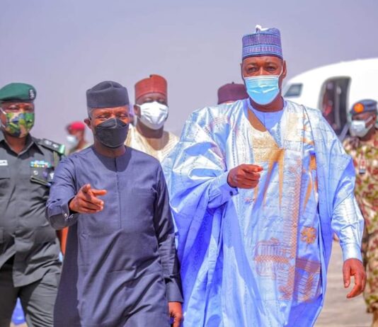 Maiduguri: Osinbajo opens Zulum’s 78 doctors’ apartments, 78 shops, school, road