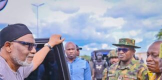 Owo Attack: Gov Akeredolu in Owo, receives brief from head of security agencies