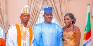 Gov. Bello admonish new couple to make God the foundation of their home