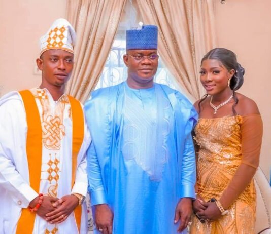 Gov. Bello admonish new couple to make God the foundation of their home