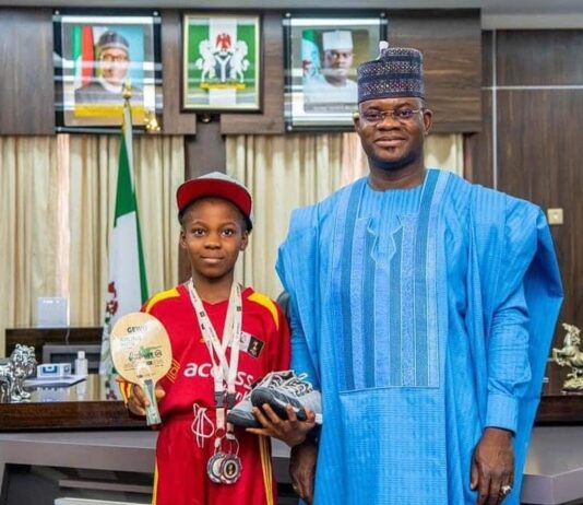 Gov. Yahaya Bello approves scholarship of N15m to 12-year-old Tennis prodigy