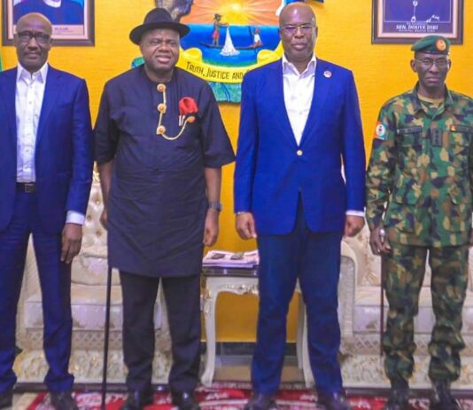 Gov. Diri Receives Sylva, CDS, NNPC GMD in Govt. House