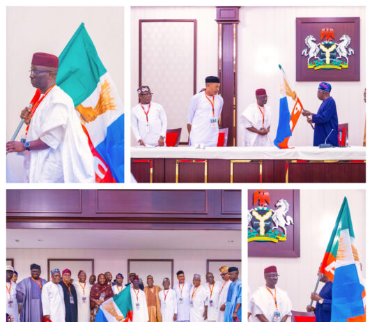 President Tinubu Endorses APC’s Senator Okpebholo as Edo State Governorship Candidate, Presents Party Flag